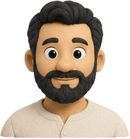 Bite Club dad avatar — friendly bearded man in a light henley